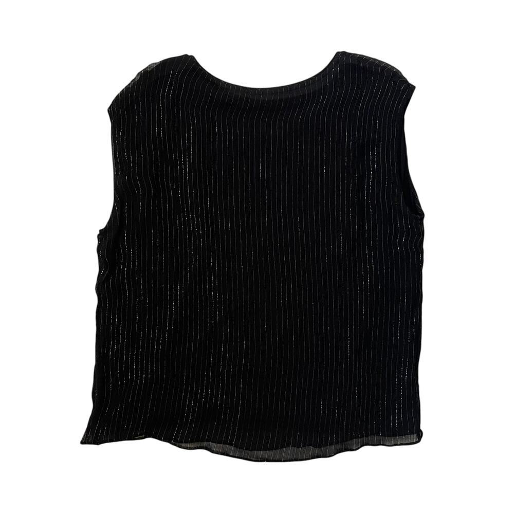Massimo Dutti Blouse Tank Top - Black with Metallic Threading - Size L - Picture 2 of 3